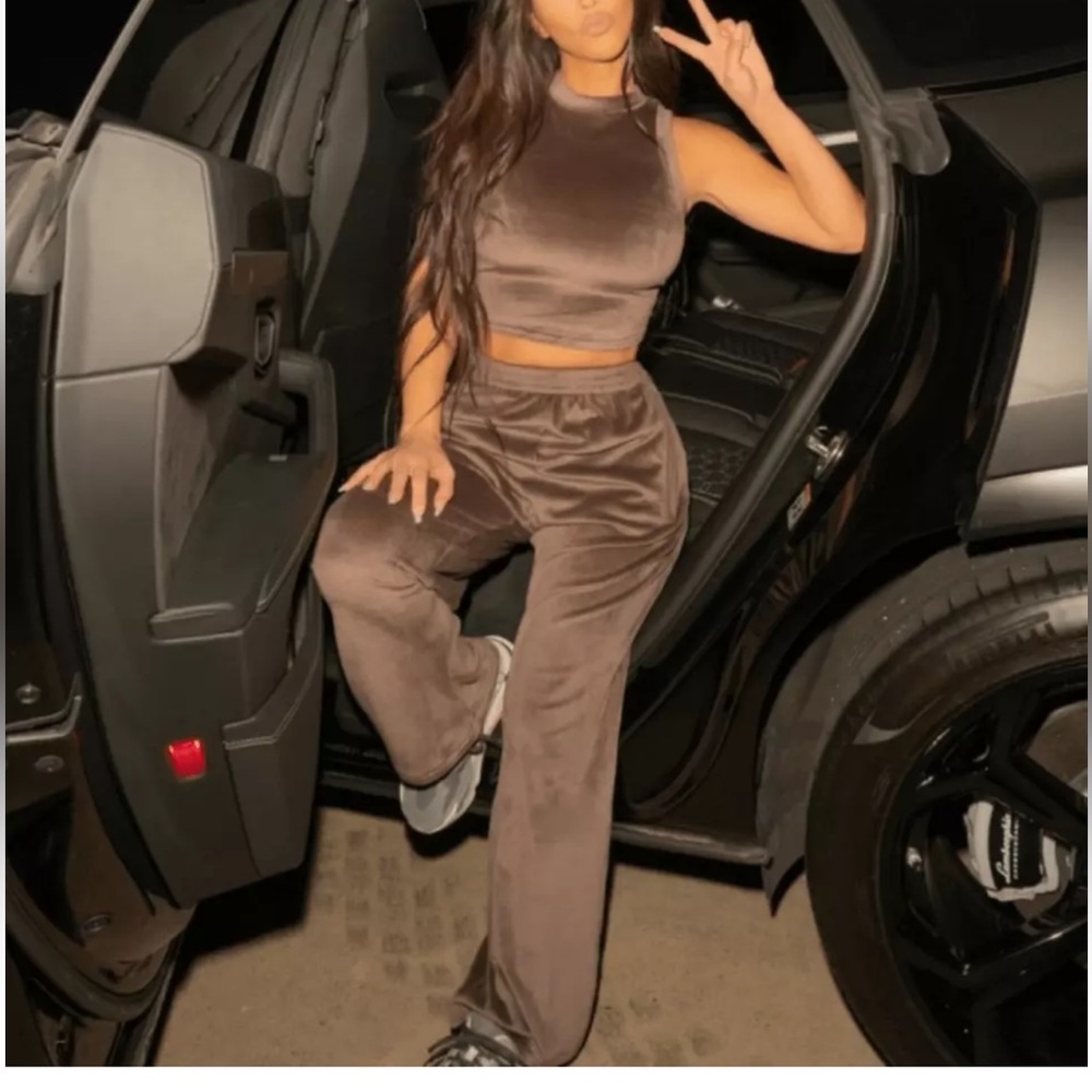 SKIMS Velour Wide Leg Sweatpants Track Pants